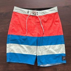VANS MENS BOARD SHORTS SWIM TRUNKS OUTDOOR PERFORMANCE STRIPES SIZE 30